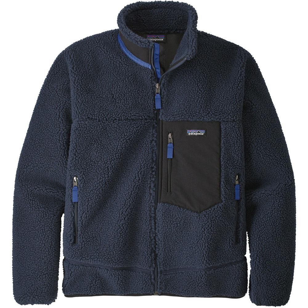 Patagonia Navy Blue Sherpa Fleece Jacket with Black Trim medium size